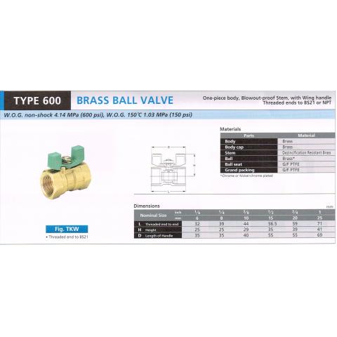 BRASS BALL VALVE 600 TKW