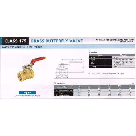 BRASS BUTTERFLY VALVE 175 FV