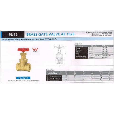 BRONZE GATE VALVE AS1628 PN16 AS-FH