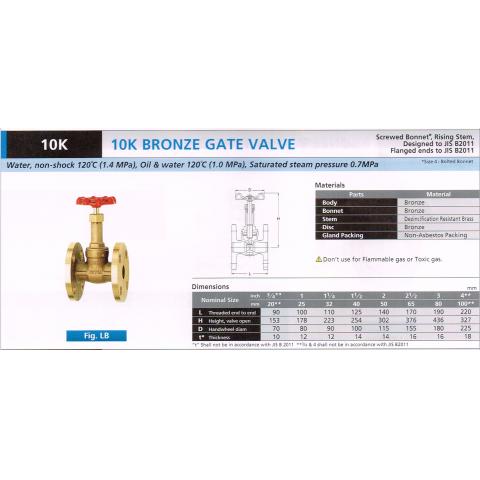 BRONZE GLOVE VALVE 10K LB