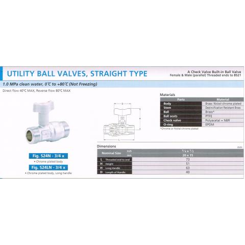 UTILITY BALL VALVES STRAIGNT S24N S24LN