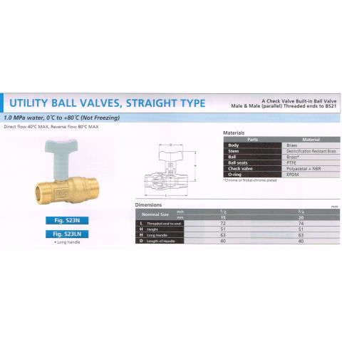 UTILITY BALL VALVES STRAIGNT TYPE S23N S23LN