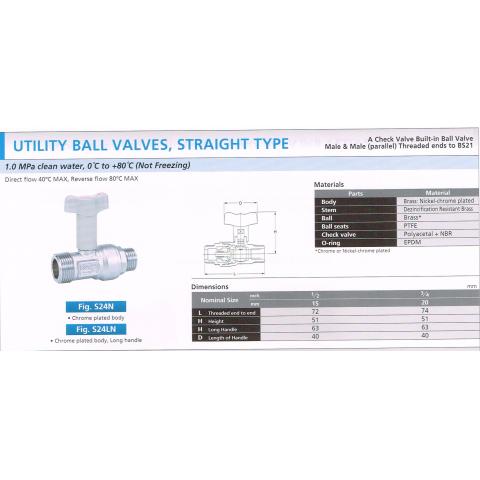 UTILITY BALL VALVES STRAIGNT TYPE S24N S24LN