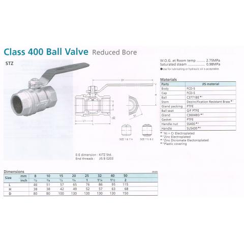 BALL VALVE 400 REDUCED BORE 400 STZ