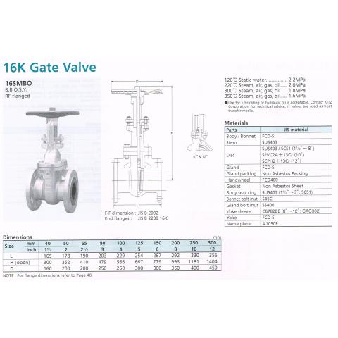 GATE VALVE 16K 16SMBO