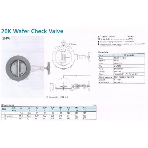 WAFER CHECK VALVE 20K 20SW