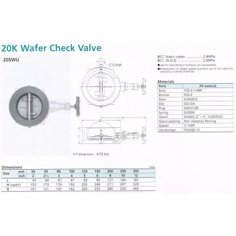 WAFER CHECK VALVE 20K 20SWU