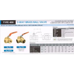 3 WAY BRASS BALL VALVE 400 TN CTN AKTN