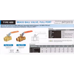 BRASS BALL VALVE FULL PORT 600 AKFELL CTFLL