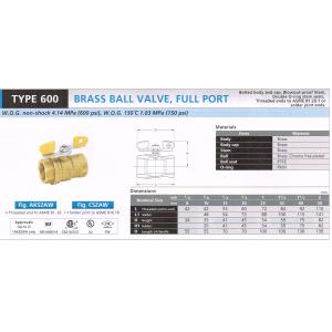 BRASS BALL VALVE FULL PORT 600 AKSZAW CSZAW