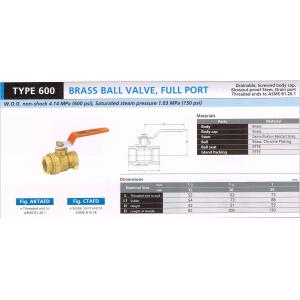 BRASS BALL VALVE FULL PORT 600 AKTAFD CTAFD