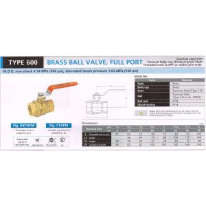 BRASS BALL VALVE FULL PORT 600 AKTAFM CTAFM