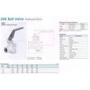 BALL VALVE REDUCED BORE 20ST 20STL (GAS SERVICE)