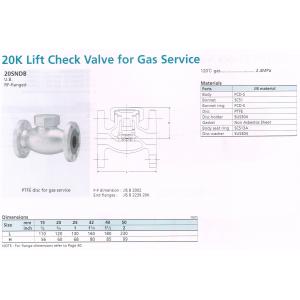 LIFT CHECK VALVE FOR GAS SERVICE 20K 20SNDB